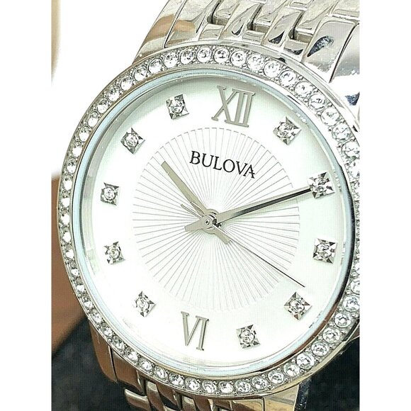 Bulova Women's Watch 96L297 Quartz Crystals Silver Dial Stainless Steel 32mm - Picture 1 of 13
